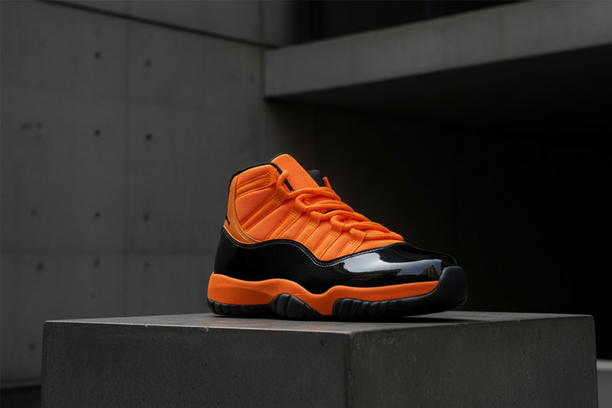 Brilliant Orange sneaker in premium setting