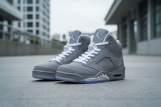 Air Jordan 5 Retro Wolf Grey in premium setting