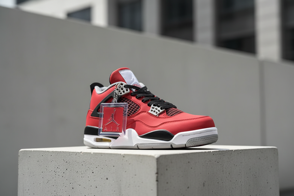 Air Jordans 4 in premium editorial streetwear setting